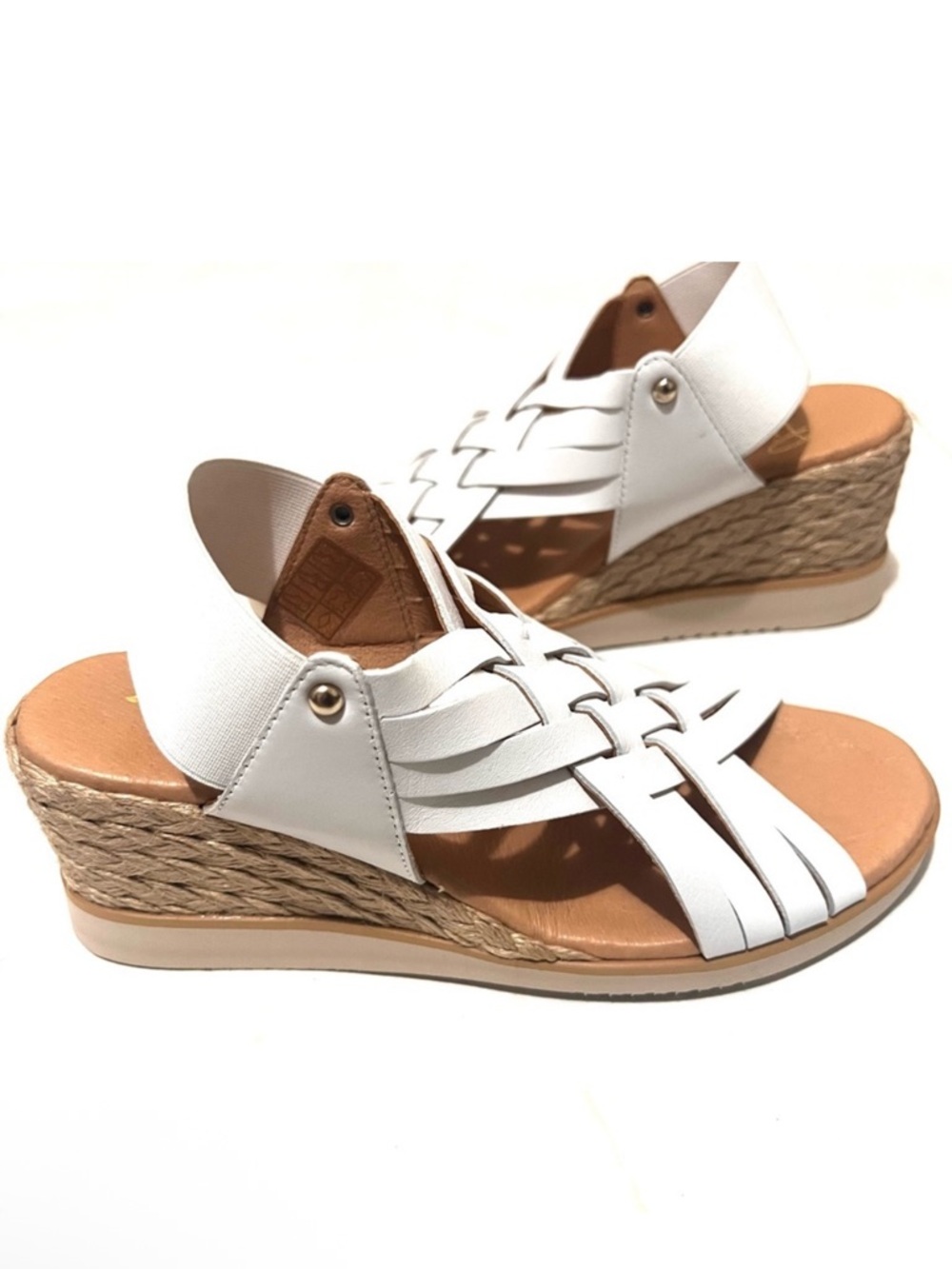 Pinaz Leather Slip On Espadrilles Sandal Shoes Size 6.5 New
